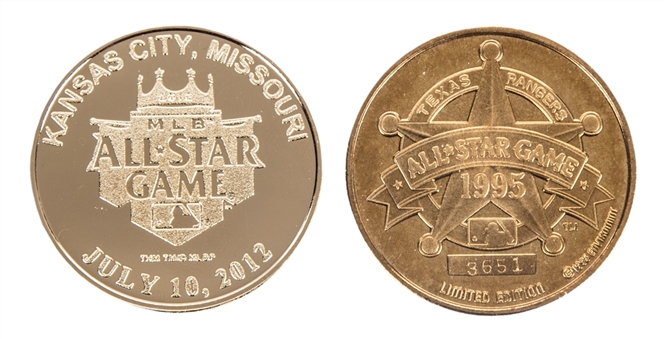 Lot of (2) 1995 All-Star Game Bronze Medallion & 2012 All-Star Game 24kt Gold Plated Medallion 